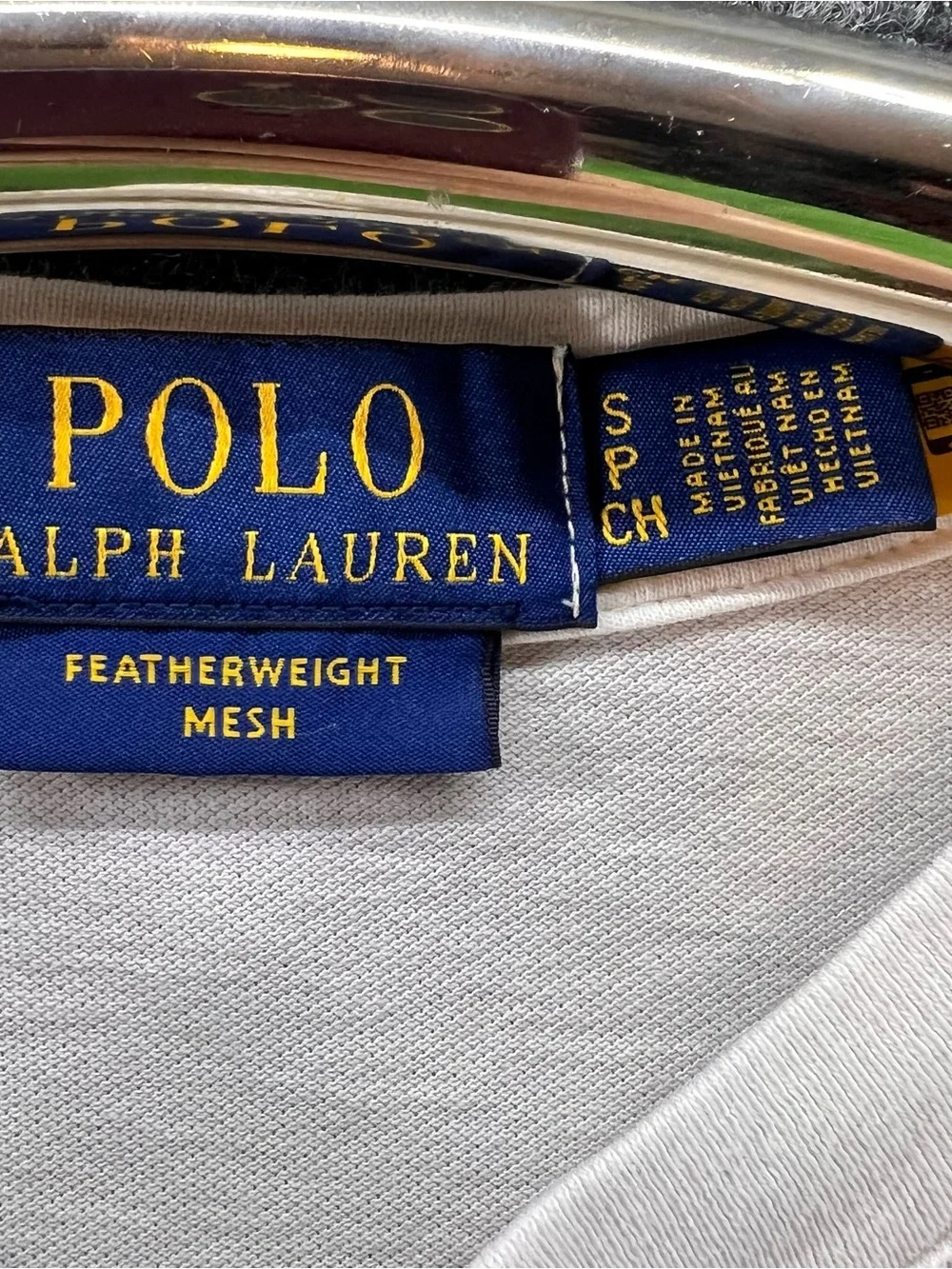 Polo Ralph Lauren Henley Shirt Mens Small Off White Featherweight Mesh Preppy